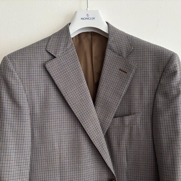 $2000 Canali Grey Houndstooth Check Tweed Wool Sport Coat / Blazer - 42 - Picture 2 of 11